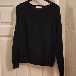 Majestic Filatures Cotton/Cashmere blend sweater with silver/sheer sleeve detail